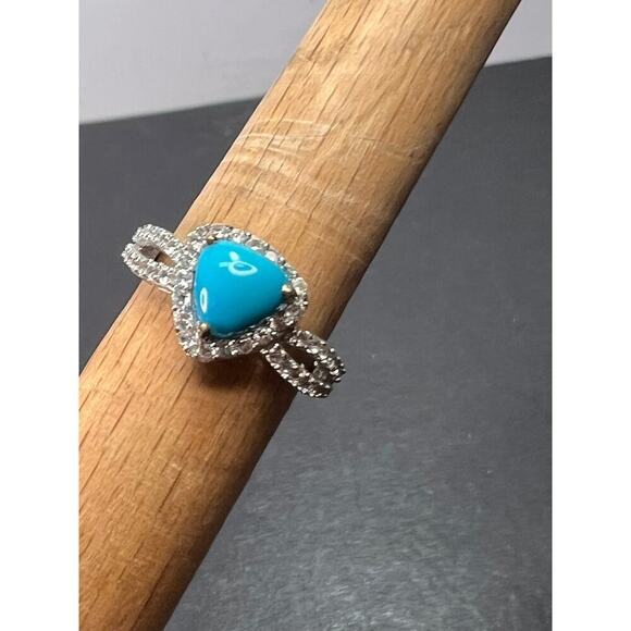 Chuck Clemency Sleeping Beauty turquoise ring in platinum over 925 silver size 8 - Picture 9 of 11